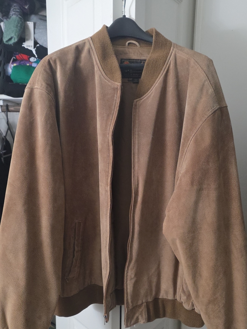 Men's Suede Bomber Jacket - Brown